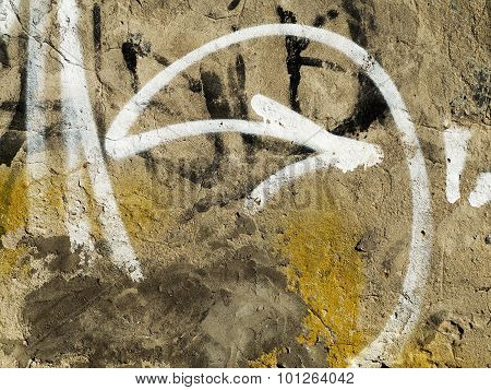 Kasimov - July 24: Detail Of Graffiti On The Wall Of The Old Building. Grungy Concrete Surface With