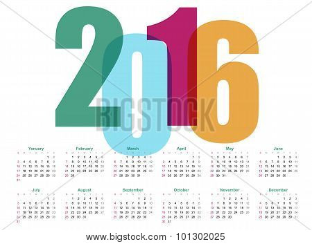 Year Calendar. Vector Vector & Photo (Free Trial) | Bigstock