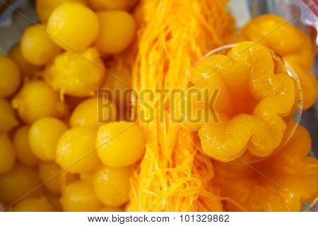 Thai Sweet Dessert, Tong Yib,tong Yod And Foi Tong.