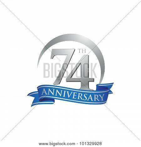 74th anniversary ring logo blue ribbon