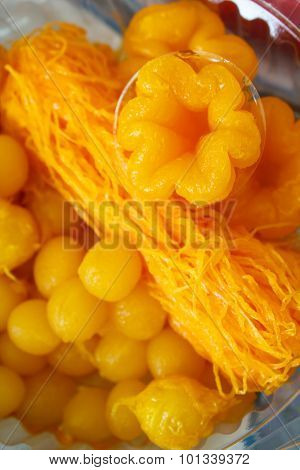 Thai Sweet Dessert, Tong Yib,tong Yod And Foi Tong.