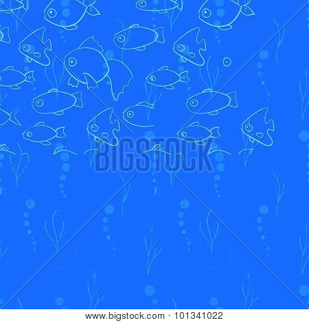 Vector Illustration With Fish In Cartoon Style.