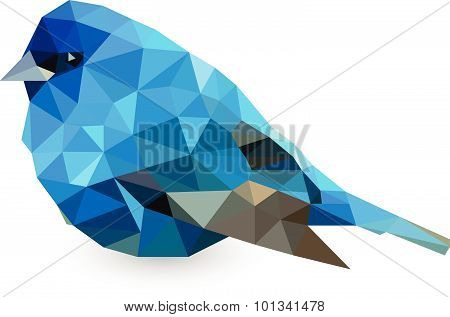 Picture Of Bird Made With Triangles In Red And Brown Colors On White Background