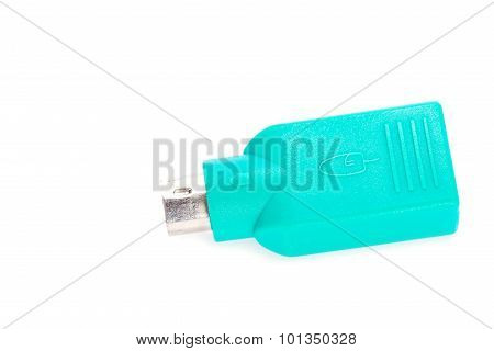 Usb To Ps2 Plug Adapter Isolated On White Background