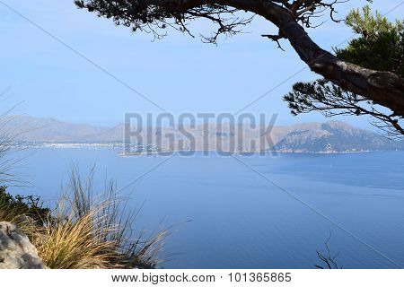 Pollensa Bay From Hiking Trail Near Alcudia On Mallorca
