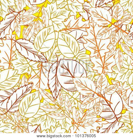 Seamless Hand Drawn Leaf Pattern