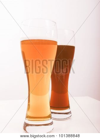 Retro Looking Two Glasses Of German Beer