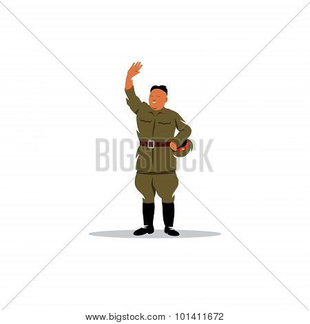 North Korean Soldier In Uniform Sign. Vector Illustration.