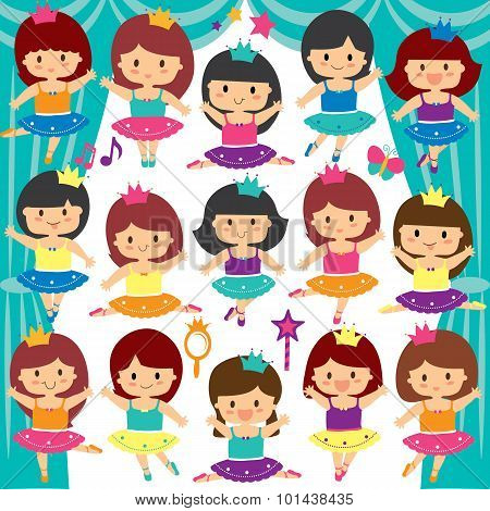 ballerina kids clip art set