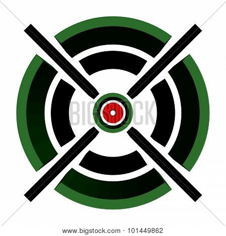 3D Cross-hair, Reticle, Target Mark On White. Editable.