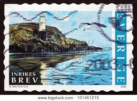 Postage Stamp Sweden 2002 Lighthouse And Gull