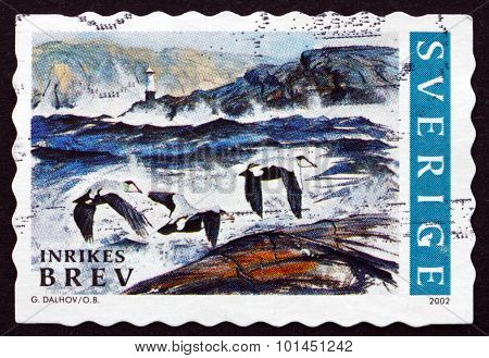 Postage Stamp Sweden 2002 Lighthouse And Three Birds
