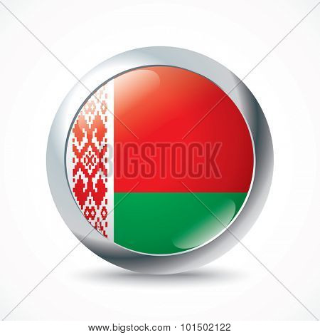 Belarus flag button - vector illustration