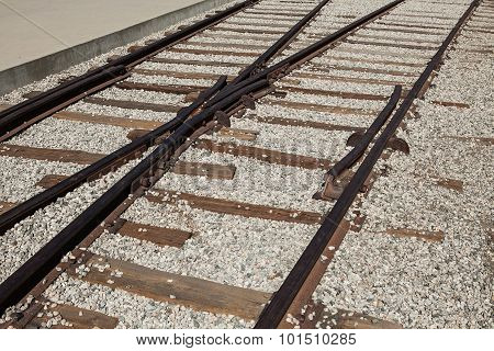 The railway junction. Railroad rails