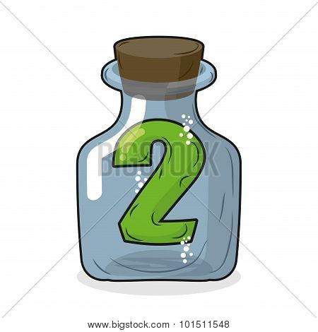 Figure Two In Laboratory Bottle. Figure 2 In The Magic Bottle With A Wooden Lid. Research Of Two. Ve