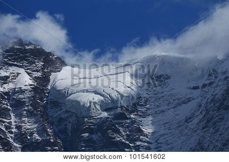 Glacier With Crevasses On The Jungfraujoch