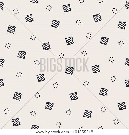 Geometric hand drawn seamless pattern with squares