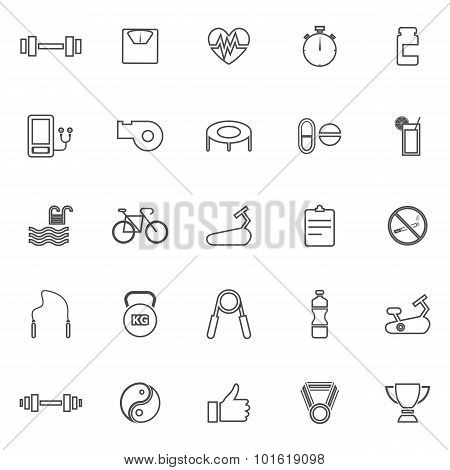 Fitness Line Icons On White Background
