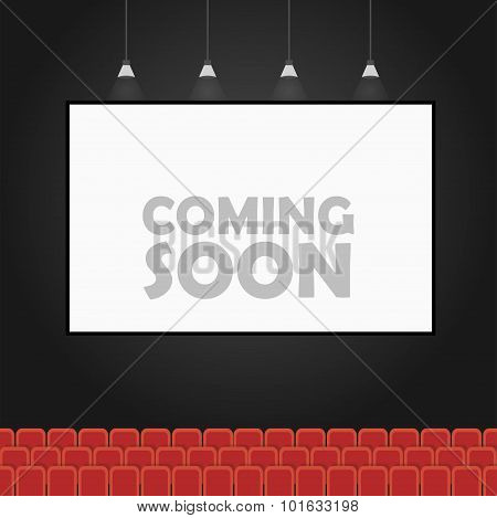 Coming Soon Theater Vector Banner Concept