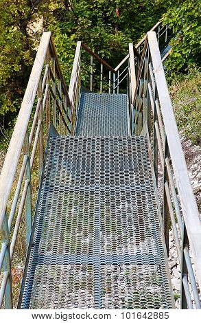 Iron Staircase Leading Down To The Forest