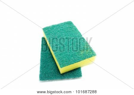 Sponges For Dishwashing On White Background, Scotch Brite Dishwashers