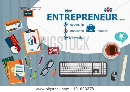 Entrepreneur Design And Flat Design Illustration Concepts For Business Analysis