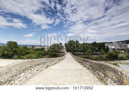 Old Arched Bridge Of Arta City, Epirus Greece.