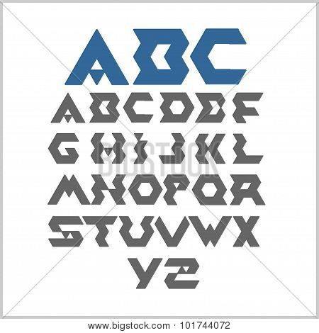 Font from triangles  - vector set.