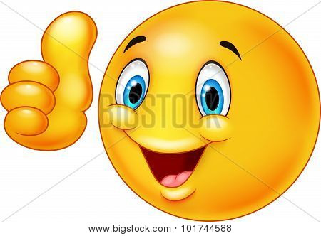 Happy smiley emoticon giving thumbs up