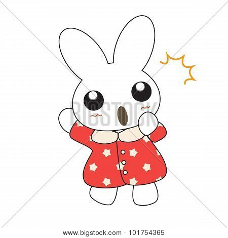Cute Cartoon Bunny Girl In A Pretty Pink Dress.
