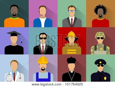 Set of people workers in uniform