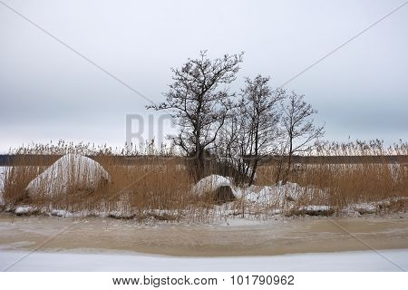 Finsky gulf of the Baltic sea in winter, near the town of Vyborg, Russia