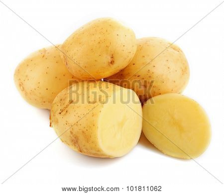 Young potatoes isolated on white