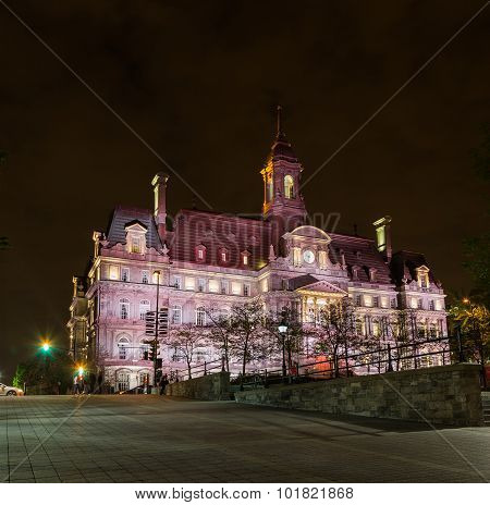 Montreal City Hall At Night