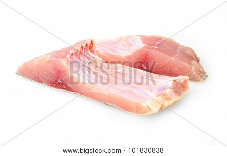 Carp fillets on white background. In Central Europe ( Poland and Czech Republic ), fish is a traditional part of a Christmas Eve dinner. 