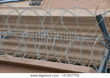 Barbwire Securing Hotel