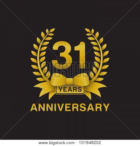 31st anniversary golden wreath logo black background