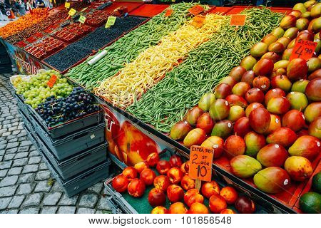 Trade fruits and vegetables food in local Hay Market Hotorget in