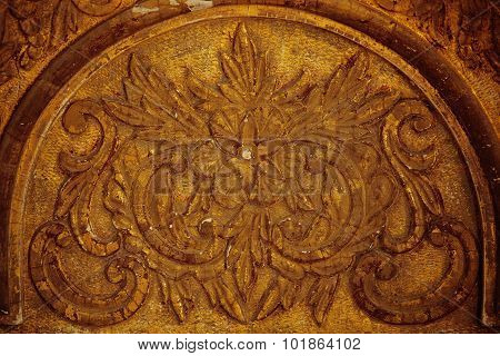Ancient Relief Pattern Of Gilded Wood