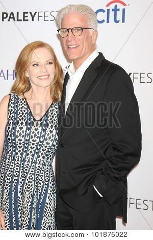 LOS ANGELES - SEP 16:  Marg Helgenberger, Ted Danson at the PaleyFest 2015 Fall TV Preview - 