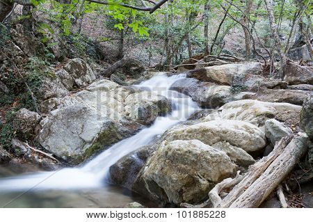 beautiful falls in mountains, the Crimea, Russia