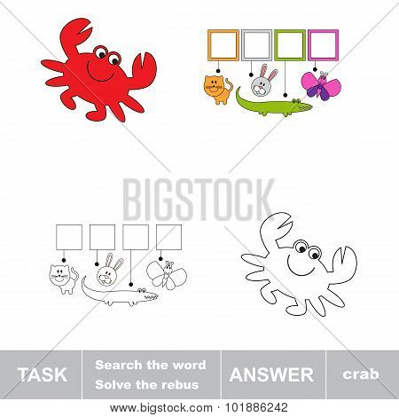 Solve the rebus. Find hidden word crab.
