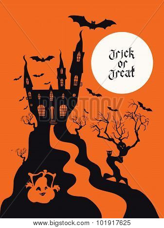 Spooky House Trick Or Treat card design
