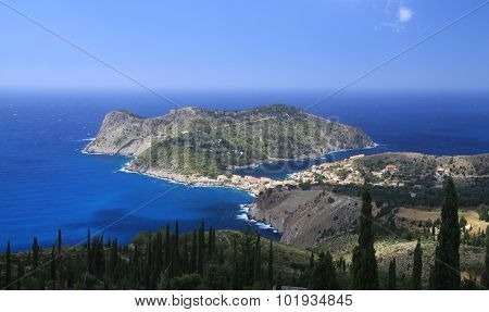 The Village Of Assos On The Island Of Cephalonia