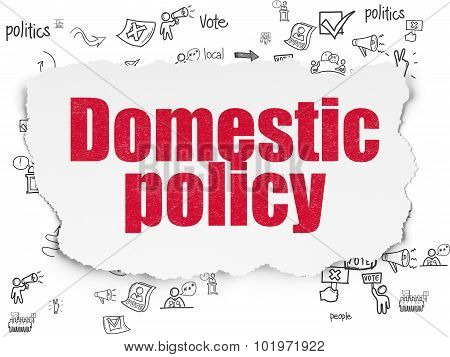 Politics concept: Domestic Policy on Torn Paper background