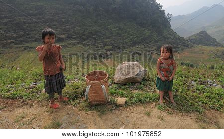 Ethnic Hmong Children In Sapa, Vietnam