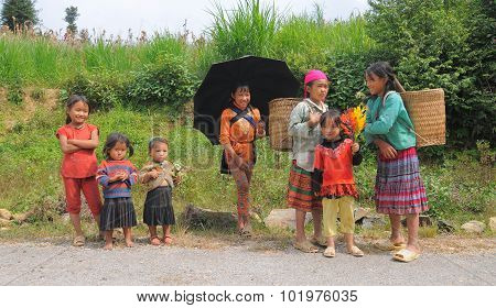 Ethnic Hmong Children In Sapa, Vietnam