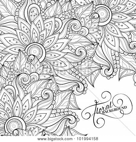 Vector Monochrome Floral Background