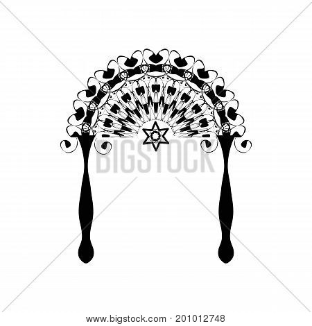 Vintage graphic Chuppah. Religious Jewish wedding canopy for. Vector illustration on isolated background.