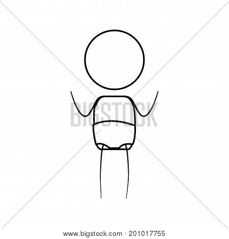 sketch thin contour of pictogram little boy standing in knickers with hands up vector illustration